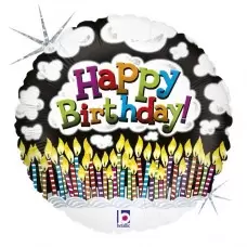 Шар фольгированный "Happy birthday" свечки