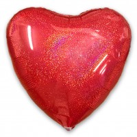 Шар сердце красное глиттерное 50 см