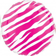 Шар фольгированный круглый зебра розовый