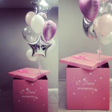 Коробка с шарами розовая 