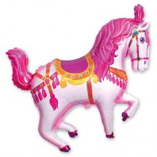Шар фольгированный Лошадка цирковая розовый